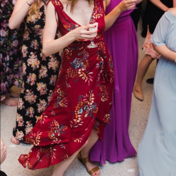 Amal Burgundy Floral Print Wrap Maxi Dress - Picture 5 of 5